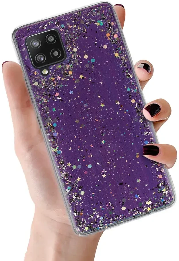 Fusion Accessories Topt Brilliant skaidrus dėklas skirtas Samsung Galaxy A42 5G violetinės spalvos