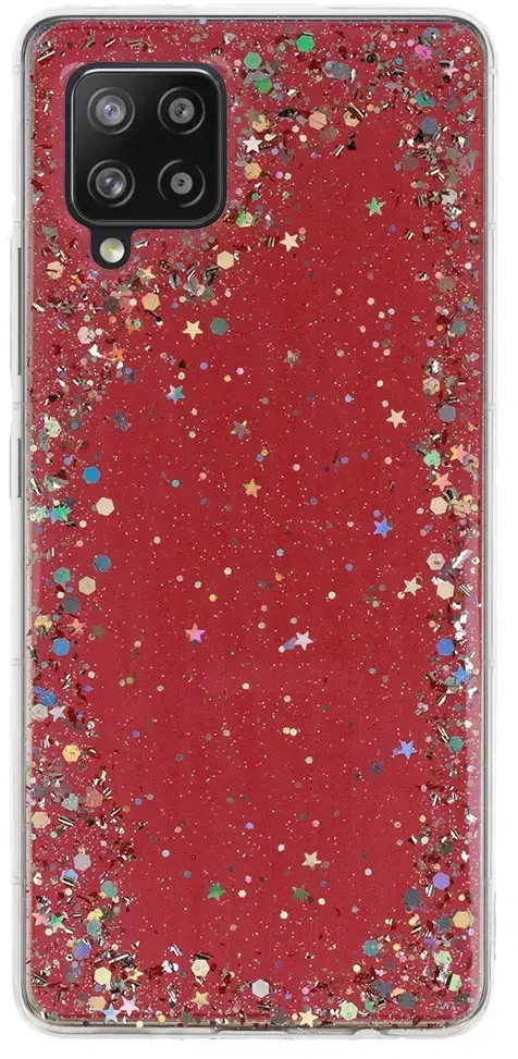 Fusion Accessories Topt Brilliant skaidrus dėklas skirtas Samsung Galaxy A42 5G raudonos spalvos