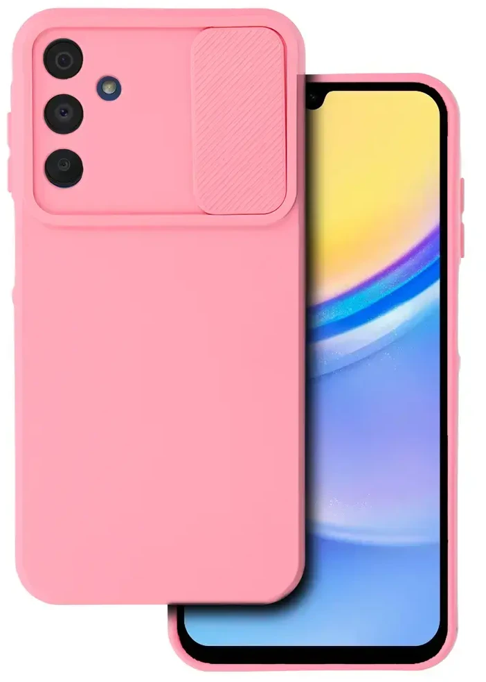 Dėklas Fusion Accessories Topt Camshield Soft skirtas Samsung Galaxy A15 4G/5G Light rožinės spalvos