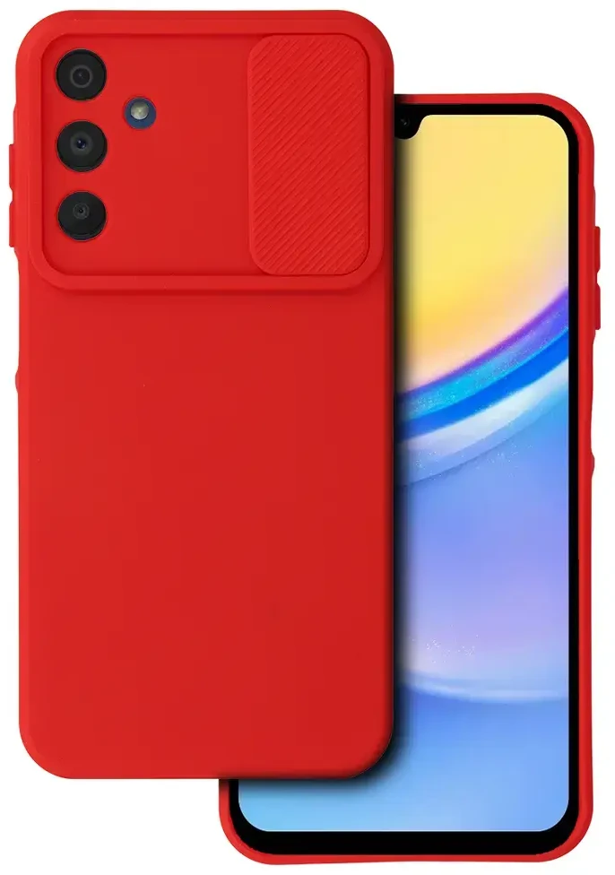 Dėklas Fusion Accessories Topt Camshield Soft skirtas Samsung Galaxy A15 4G/5G raudonos spalvos