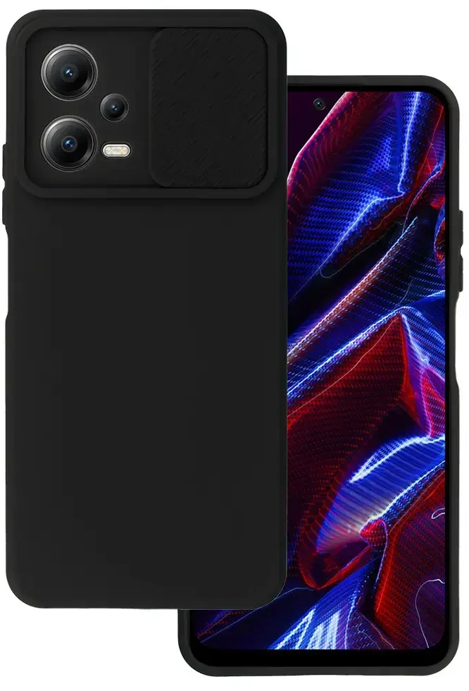 Fusion Accessories Topt Camshield Soft dėklas skirtas Xiaomi Redmi Note 12 5G/Poco X5 juodos spalvos