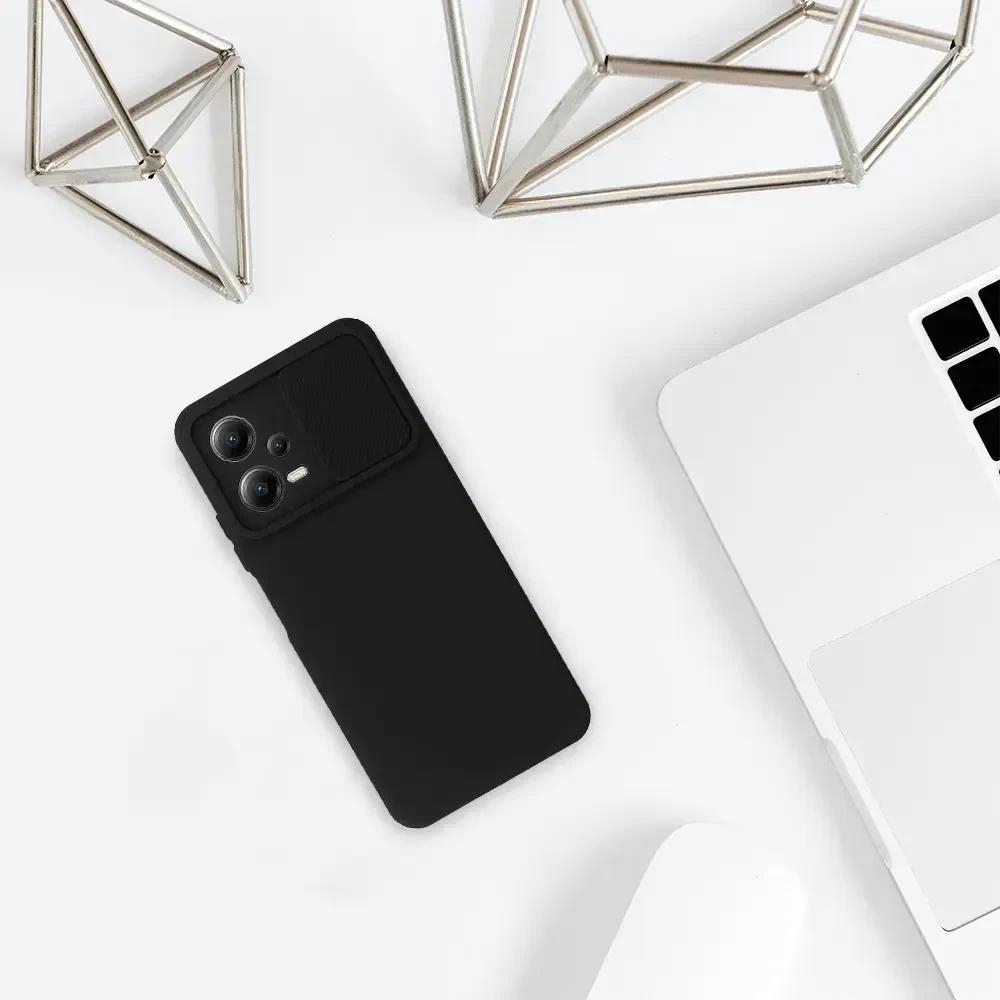 Fusion Accessories Topt Camshield Soft dėklas skirtas Xiaomi Redmi Note 12 5G/Poco X5 juodos spalvos