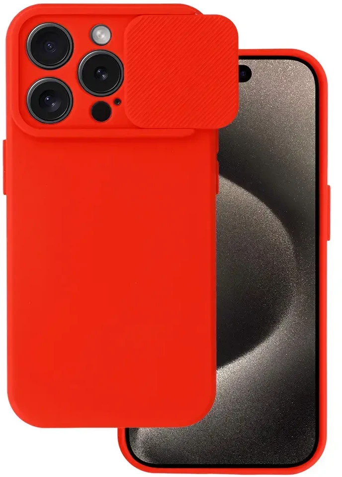 Fusion Accessories Topt Camshield Soft dėklas skirtas Apple iPhone 15 Pro Raudona