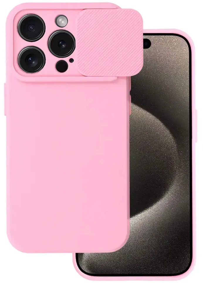 Fusion Accessories Topt Camshield Soft dėklas skirtas Apple iPhone 15 Pro Max Light rožinės spalvos