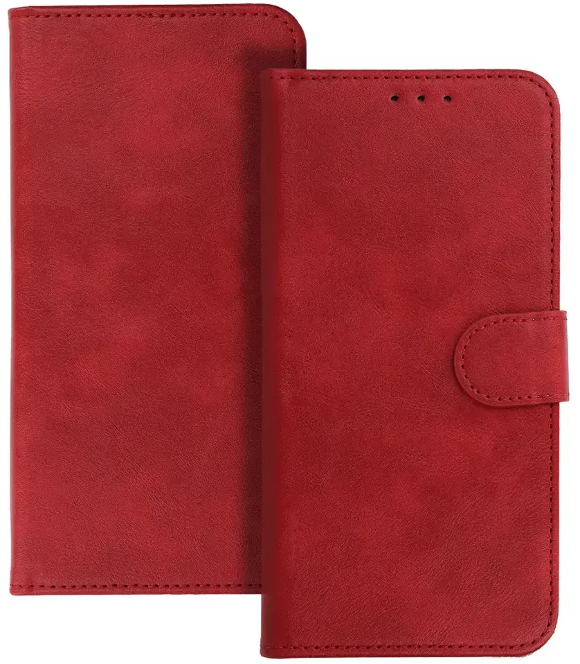 Fusion Accessories Topt Dėklas BOOK COMMON Universali (Dydis M) skirtas Samsung S21/S10/Note/Note 2/Note 3/Huawei P30 Lite/P9/P9 Lite/Sony Xperia Z3/Z4/Z5 raudonos spalvos