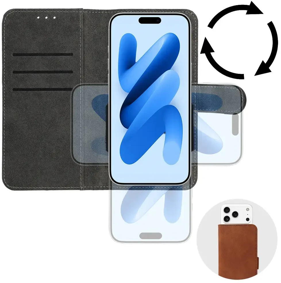 Fusion Accessories Topt Dėklas BOOK COMMON Universali (Dydis S) skirtas Apple iPhone 12/13/Samsung S6/A5 2016/Xcover 4/S22/Huawei P8 2017 rudos spalvos