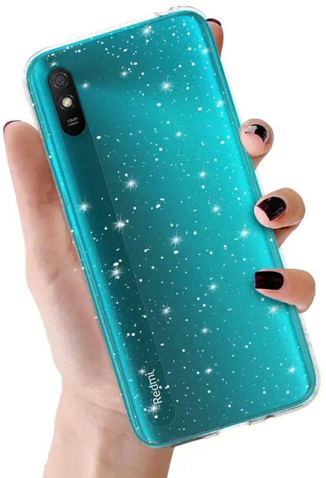 Dėklas Fusion Accessories Topt Crystal Glitter Case do Xiaomi Redmi 9A sidabro spalvos