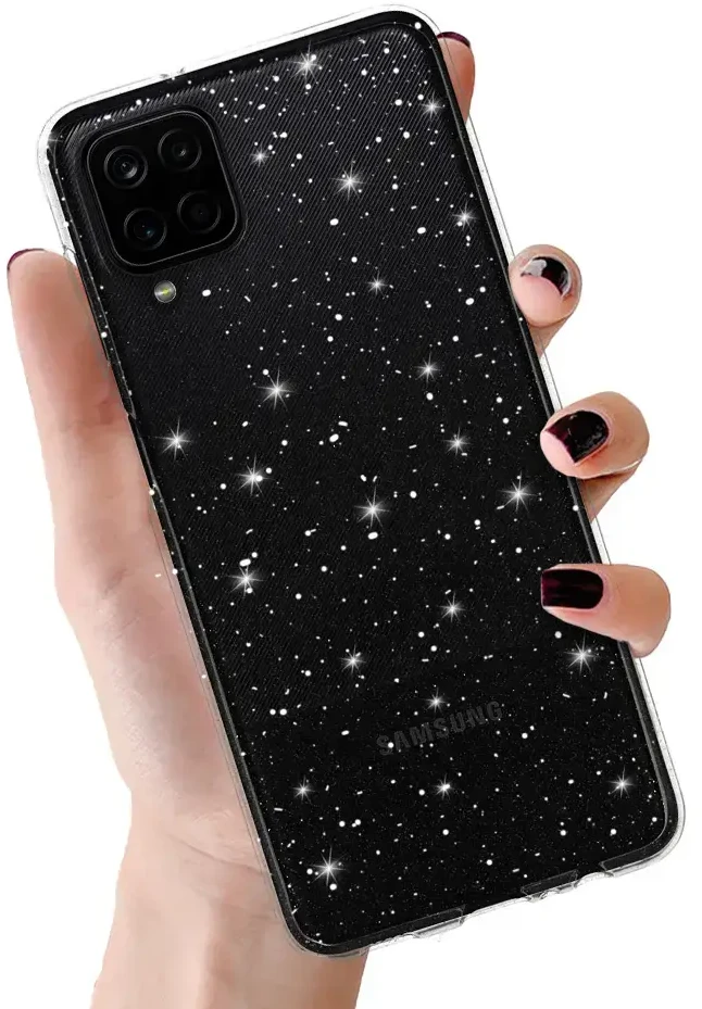 Fusion Accessories Topt Crystal Glitter dėklas skirtas Samsung Galaxy A12 sidabro spalvos