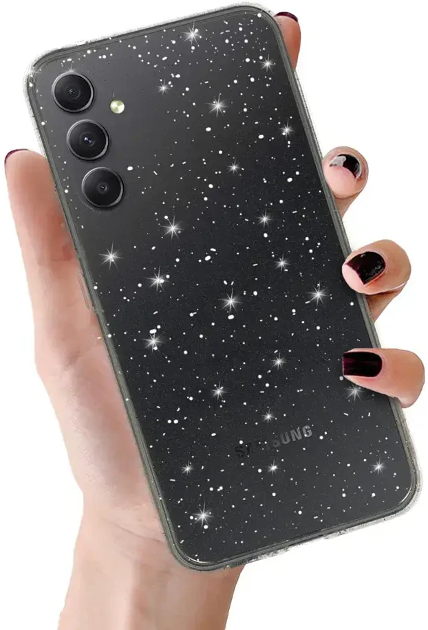 Toptel Topt Crystal Glitter dėklas skirtas Samsung Galaxy A34 5G sidabro spalvos