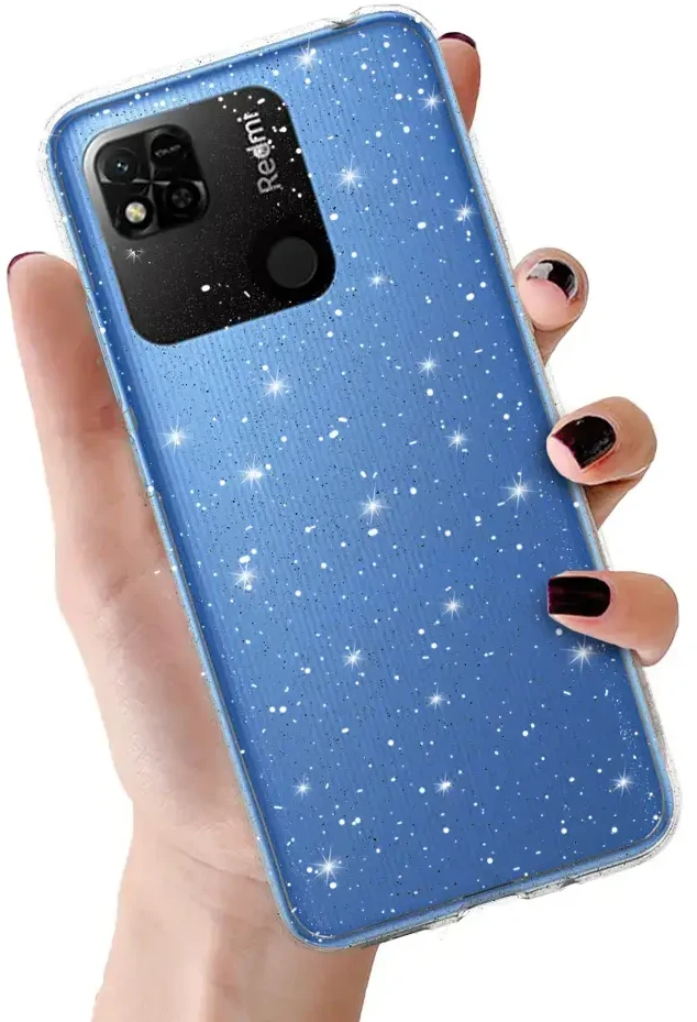 Toptel Topt Crystal Glitter dėklas skirtas Xiaomi Redmi 10A sidabro spalvos