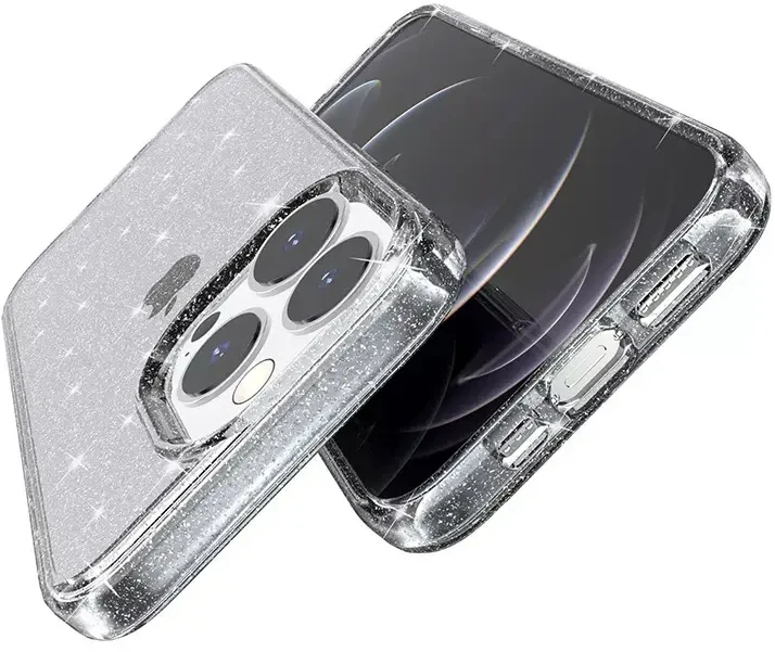 Fusion Accessories Topt Crystal Glitter dėklas skirtas Apple iPhone 12 Pro Max sidabro spalvos