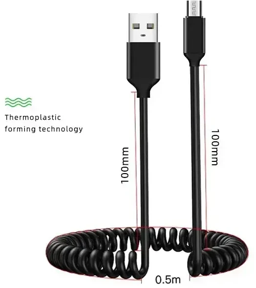 Oem Topt Susuktas kabelis – USB į Micro USB – 2A 1 metras juodos spalvos