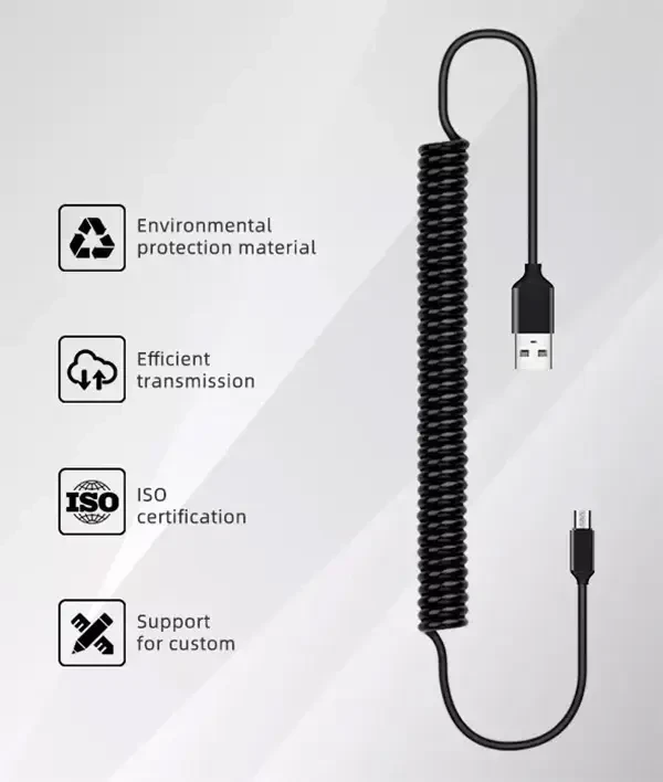 Oem Topt Susuktas kabelis – USB į Micro USB – 2A 1 metras juodos spalvos