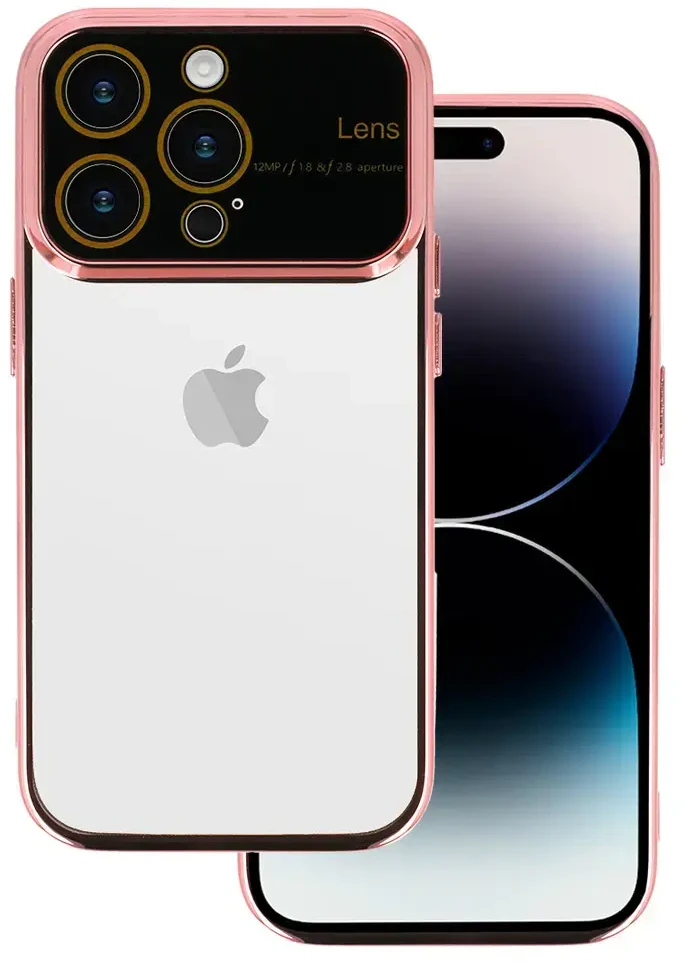 Fusion Accessories Topt Electro Lens dėklas skirtas Xiaomi Redmi Note 12 5G/Poco X5 rožinio aukso spalvos