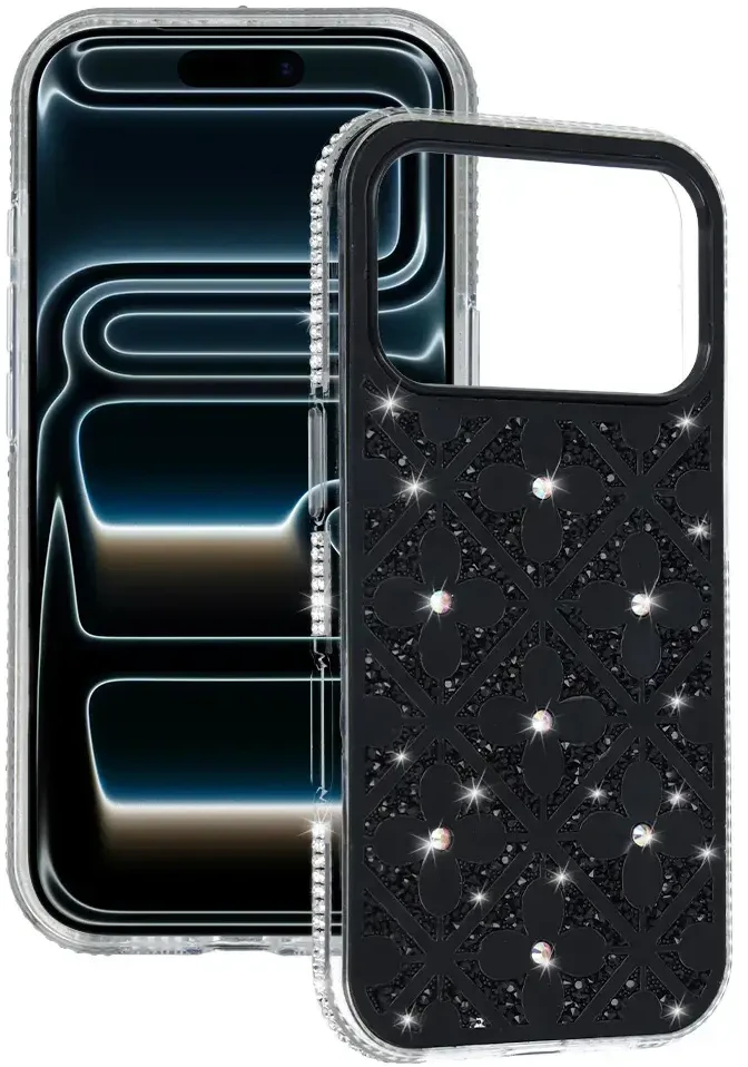 Fusion Accessories Topt Flower dėklas skirtas Apple iPhone 16 Pro juodos spalvos
