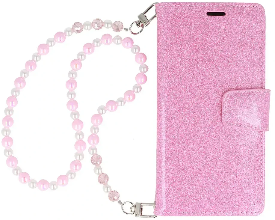 Fusion Accessories Liavec Glitter Magsafe Book dėklas skirtas Samsung Galaxy S24 Plus rožinės spalvos