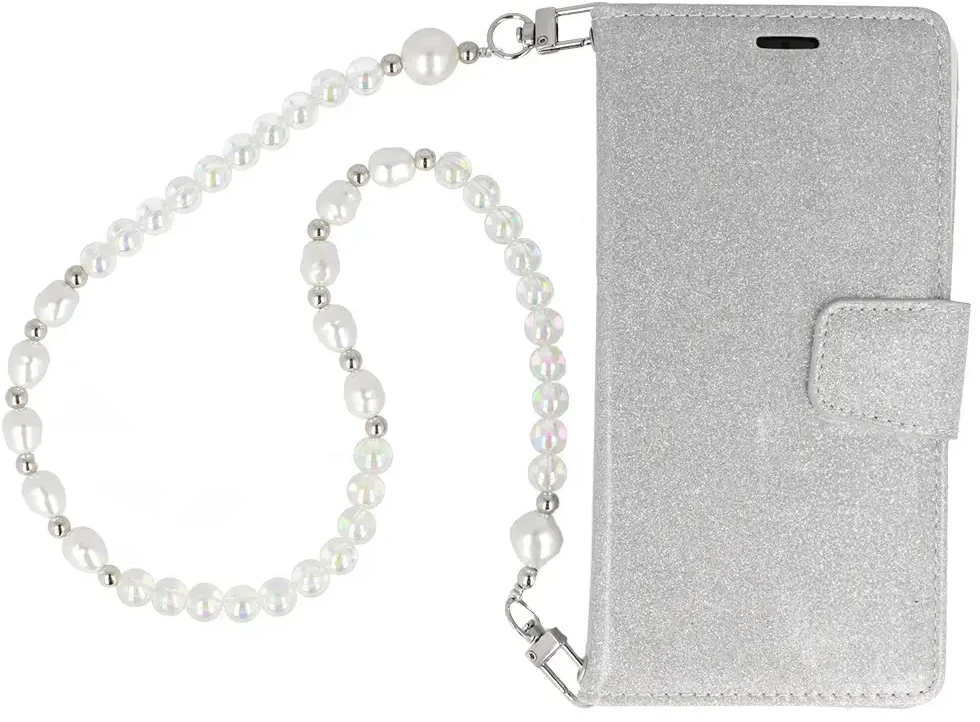 Fusion Accessories Liavec Glitter Magsafe Book dėklas skirtas Samsung Galaxy S24 Plus sidabro spalvos