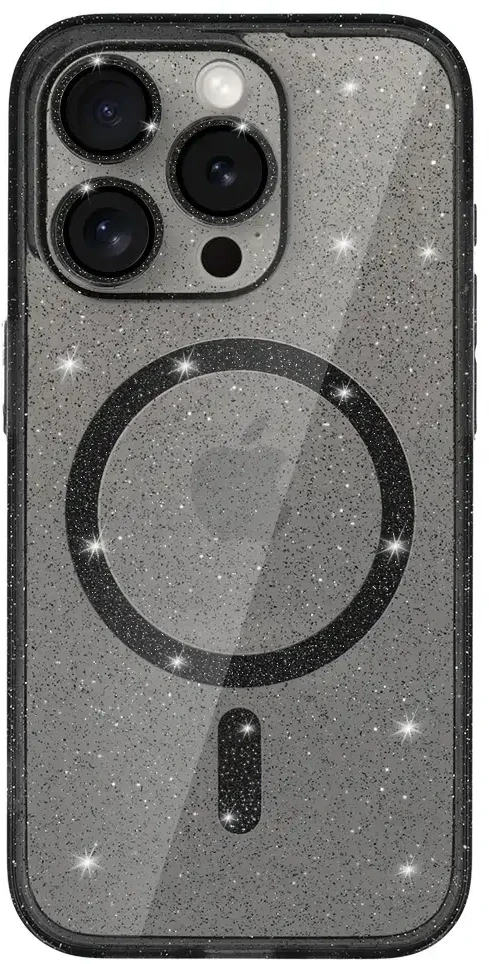 Fusion Accessories Topt Glitter Magsafe dėklas skirtas Samsung Galaxy S24 FE juodas skaidrus