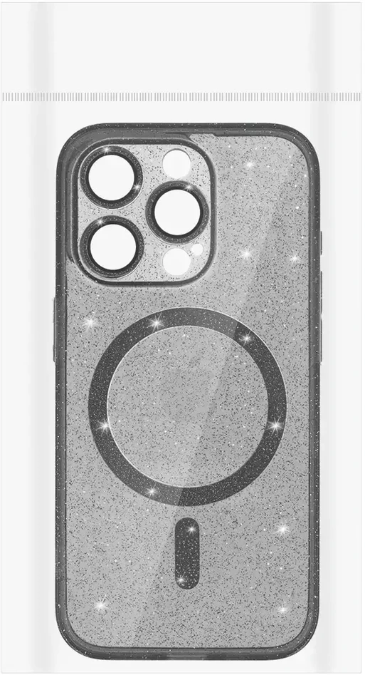 Fusion Accessories Topt Glitter Magsafe dėklas skirtas Samsung Galaxy S24 FE juodas skaidrus