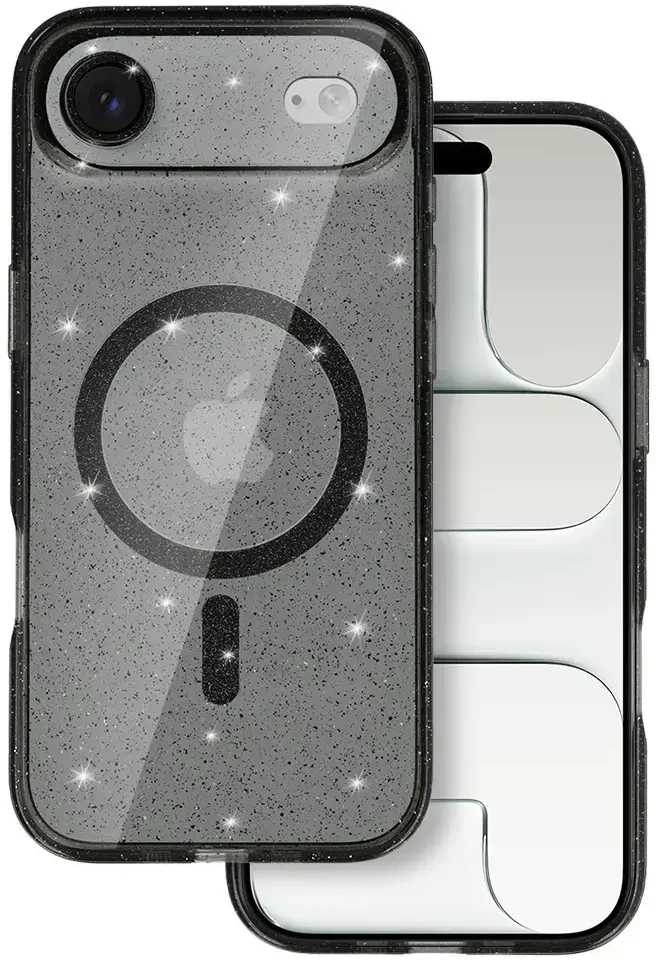 Fusion Accessories Topt Glitter Magsafe Dėklas skirtas Apple iPhone 17 Air juodos spalvos clear