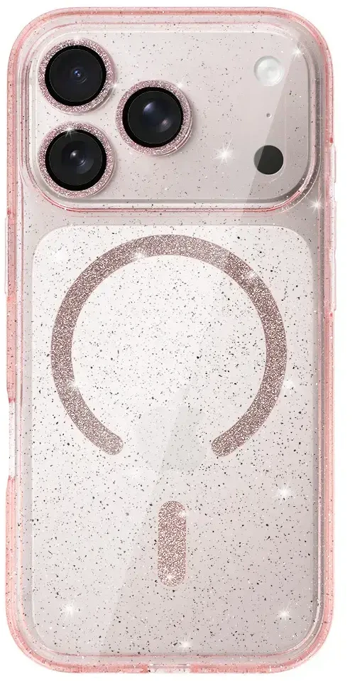 Fusion Accessories Topt Glitter Magsafe Dėklas skirtas Apple iPhone 17 Pro Max rožinės spalvos