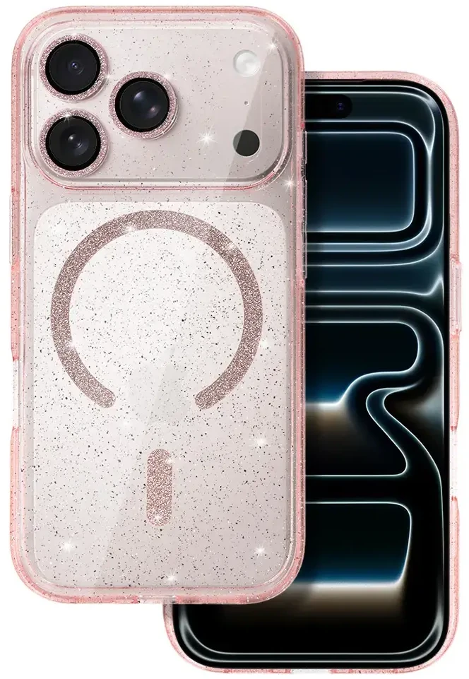 Fusion Accessories Topt Glitter Magsafe Dėklas skirtas Apple iPhone 17 Pro rožinės spalvos