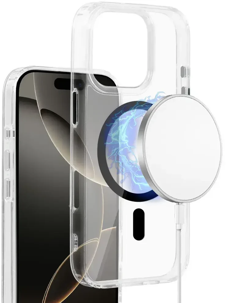 Fusion Accessories Topt Blizgus Magsafe skaidrus dėklas skirtas iPhone 16 Pro Max juodos spalvos