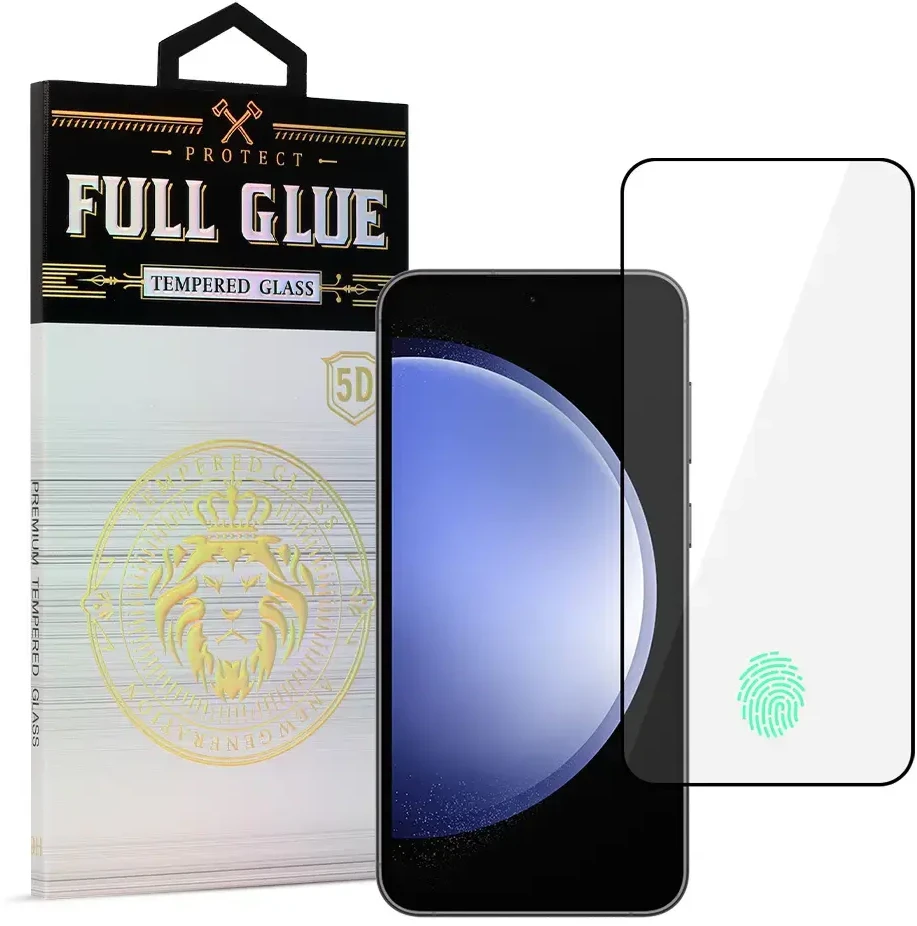 Fusion Accessories Topt Apsauginis stiklas HARD Full Glue 5D skirtas Samsung Galaxy S23 Plus Juodas (with fingerprint unlock)