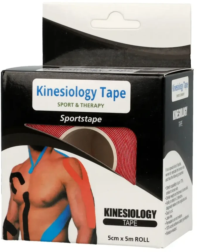 Fusion Accessories Topt Kineziologinis pleistras, 5 cm x 5 m raudonos spalvos