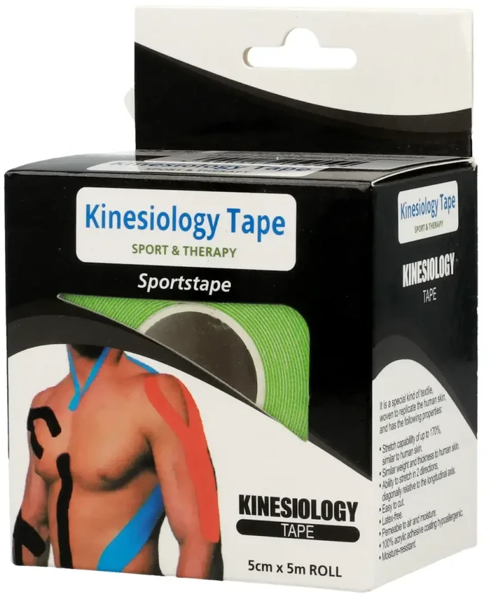 Fusion Accessories Topt Kineziologinis pleistras, 5 cm x 5 m žalios spalvos