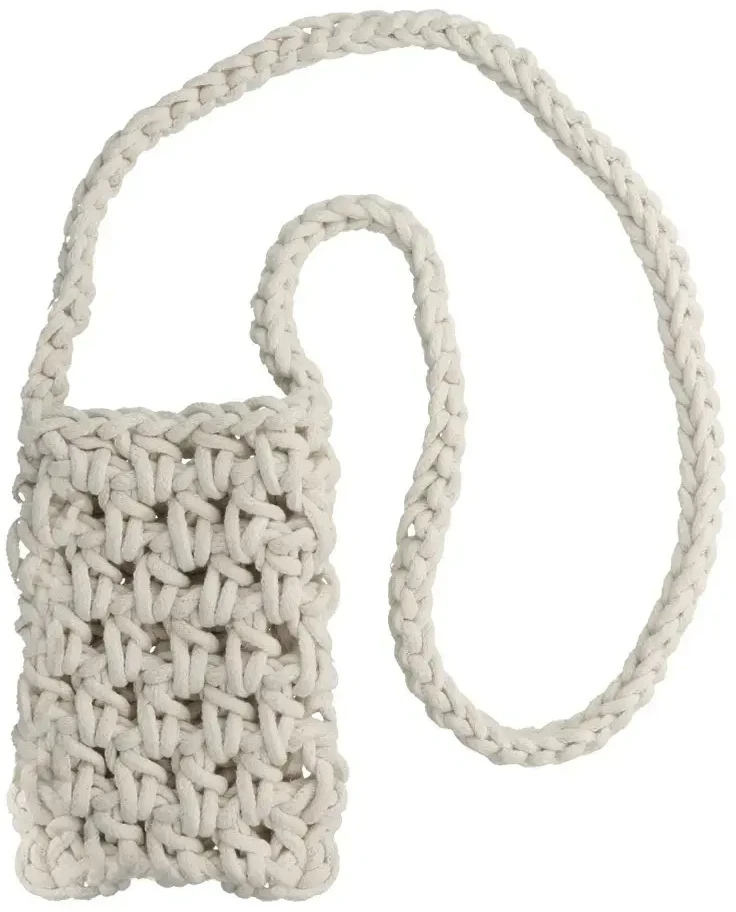 Dėklas Fusion Accessories Topt Knitted krepšys skirtas telefonui design 1 baltos spalvos