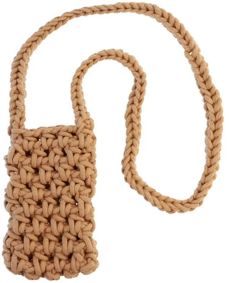 Dėklas Fusion Accessories Topt Knitted krepšys skirtas telefonui design 1 gelsvas