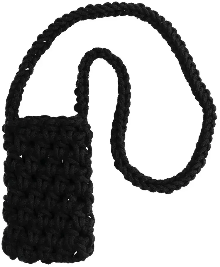 Dėklas Fusion Accessories Topt Knitted krepšys skirtas telefonui design 1 juodos spalvos
