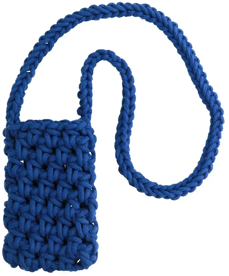 Dėklas Fusion Accessories Topt Knitted krepšys skirtas telefonui design 1 mėlynos spalvos