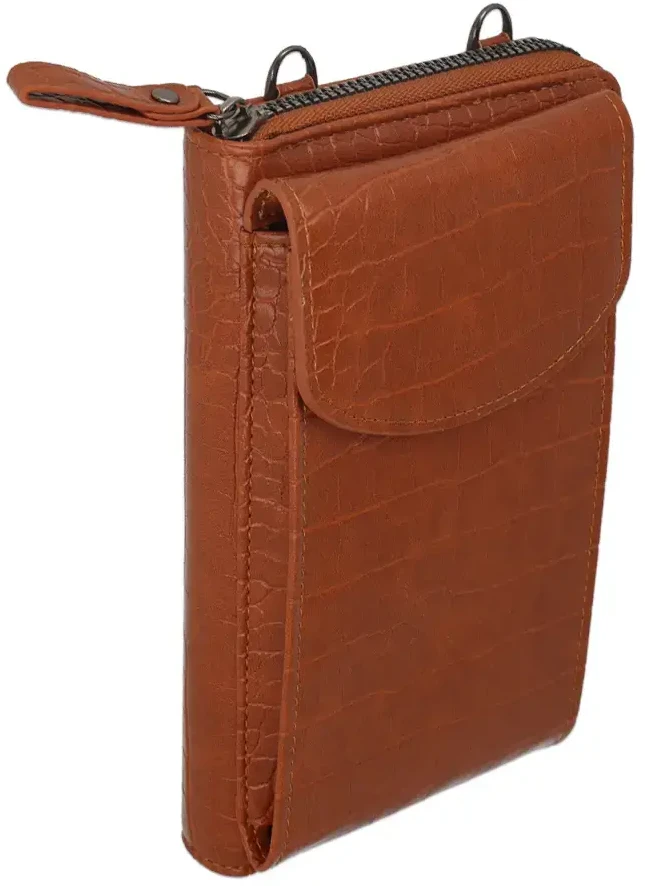 Dėklas Fusion Accessories Topt Knitted krepšys telefonui GCW12 rudos spalvos