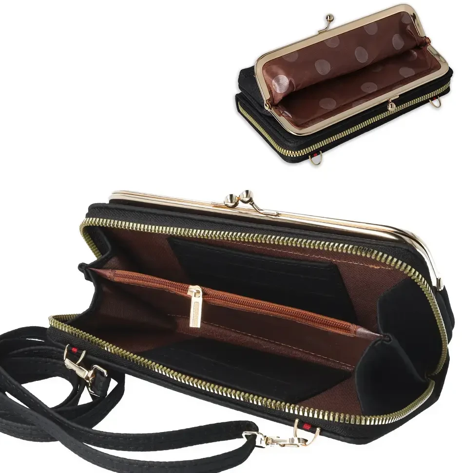 Dėklas Fusion Accessories Topt Knitted krepšys telefonui GCW16 juodos spalvos