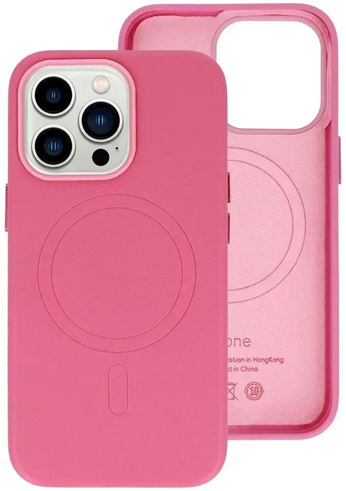 Fusion Accessories Topt MagSafe Leather dėklas skirtas Apple iPhone 15 Plus rožinės spalvos