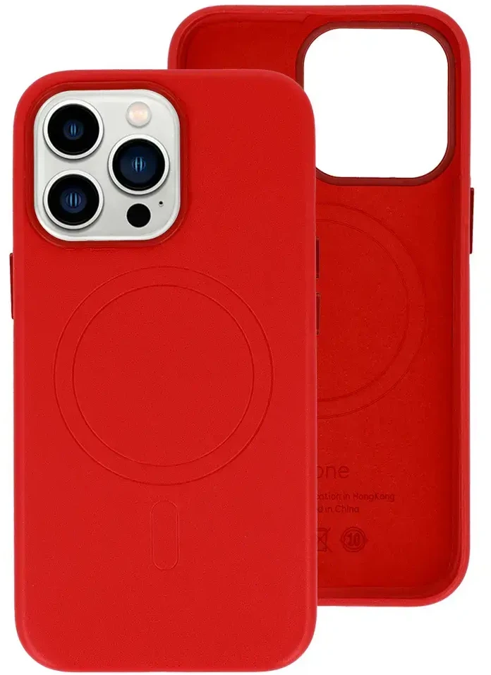 Fusion Accessories Topt MagSafe Leather dėklas skirtas Apple iPhone 15 Plus raudonos spalvos