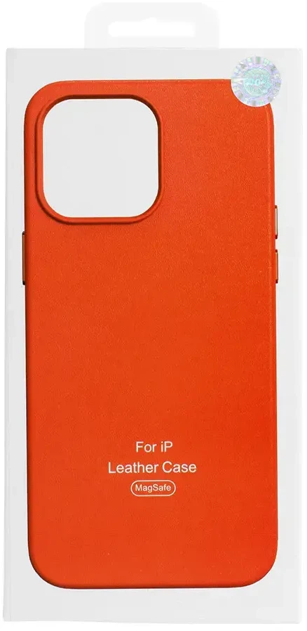 Fusion Accessories Topt MagSafe Leather dėklas skirtas Apple iPhone 15 Plus oranžinės spalvos