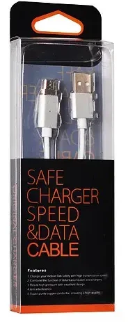 Toptel Topt Kabelis Magnetic Type 1 – USB į Micro USB – su detachable plug 1 metras Sidabrinis (blister pack)