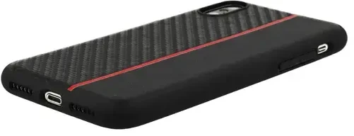 Fusion Accessories Topt MOTO CARBON Samsung Galaxy A6 Plus 2018 dėklas telefonui juodos spalvos su raudona virvele