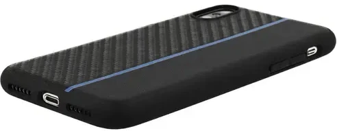 Fusion Accessories Topt MOTO CARBON Samsung Galaxy A6 Plus 2018 dėklas telefonui juodos spalvos su dėklas telefonui mėlynos spalvos virvele