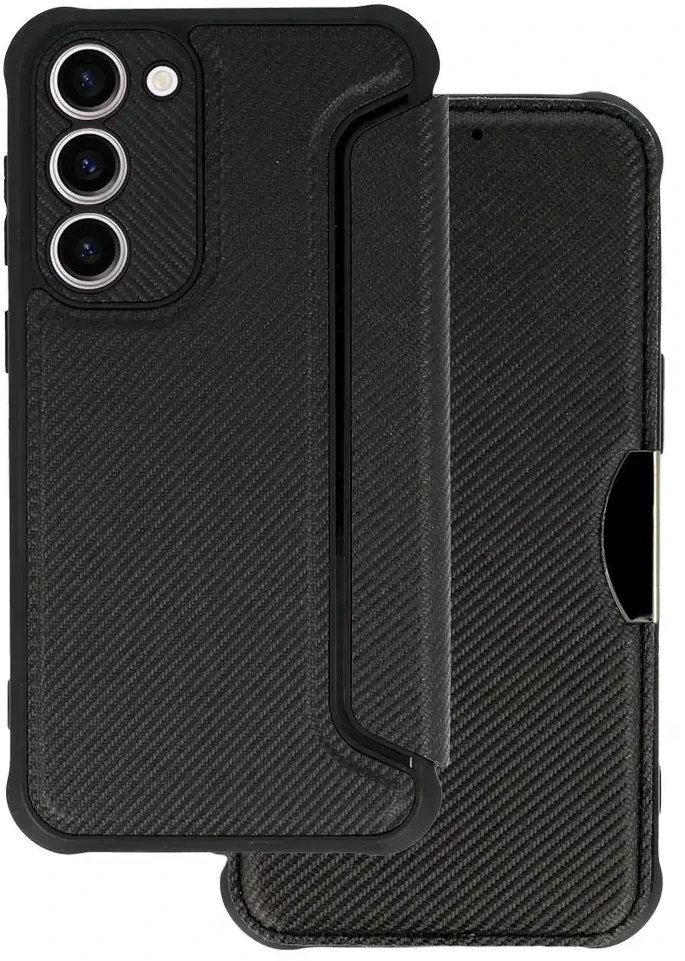 Toptel Topt Razor Carbon Book dėklas skirtas Samsung Galaxy S23 Plus juodos spalvos