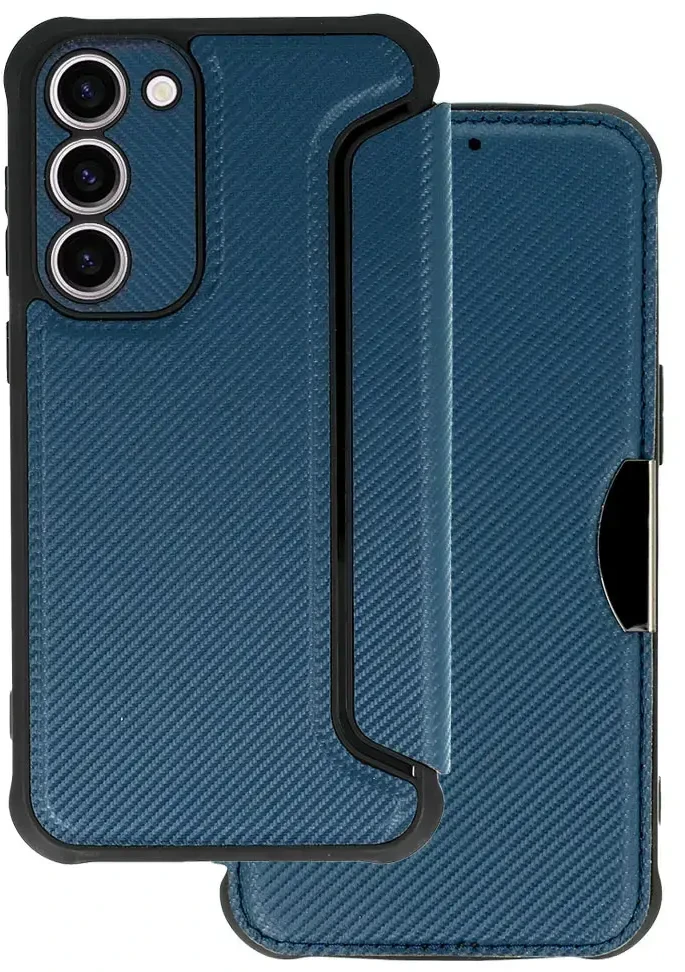 Fusion Accessories Topt Razor Carbon Book dėklas skirtas Samsung Galaxy S23 Plus mėlynos spalvos