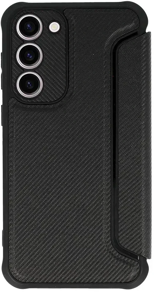 Toptel Topt Razor Carbon Book dėklas skirtas Samsung Galaxy S23 Plus juodos spalvos