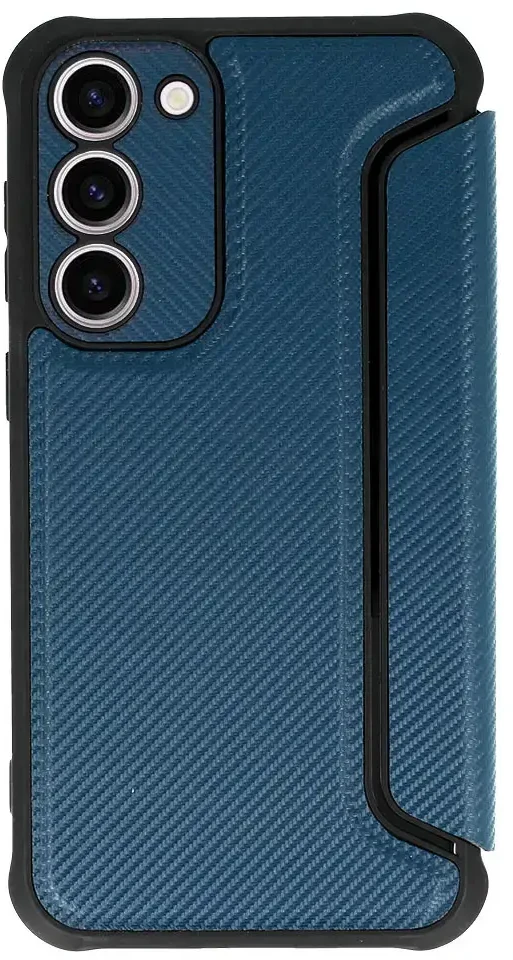 Fusion Accessories Topt Razor Carbon Book dėklas skirtas Samsung Galaxy S23 Plus mėlynos spalvos