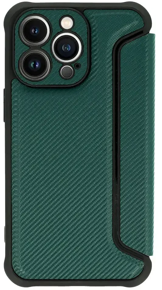Fusion Accessories Topt Razor Carbon Book dėklas skirtas Apple iPhone 12 Pro dark žalios spalvos