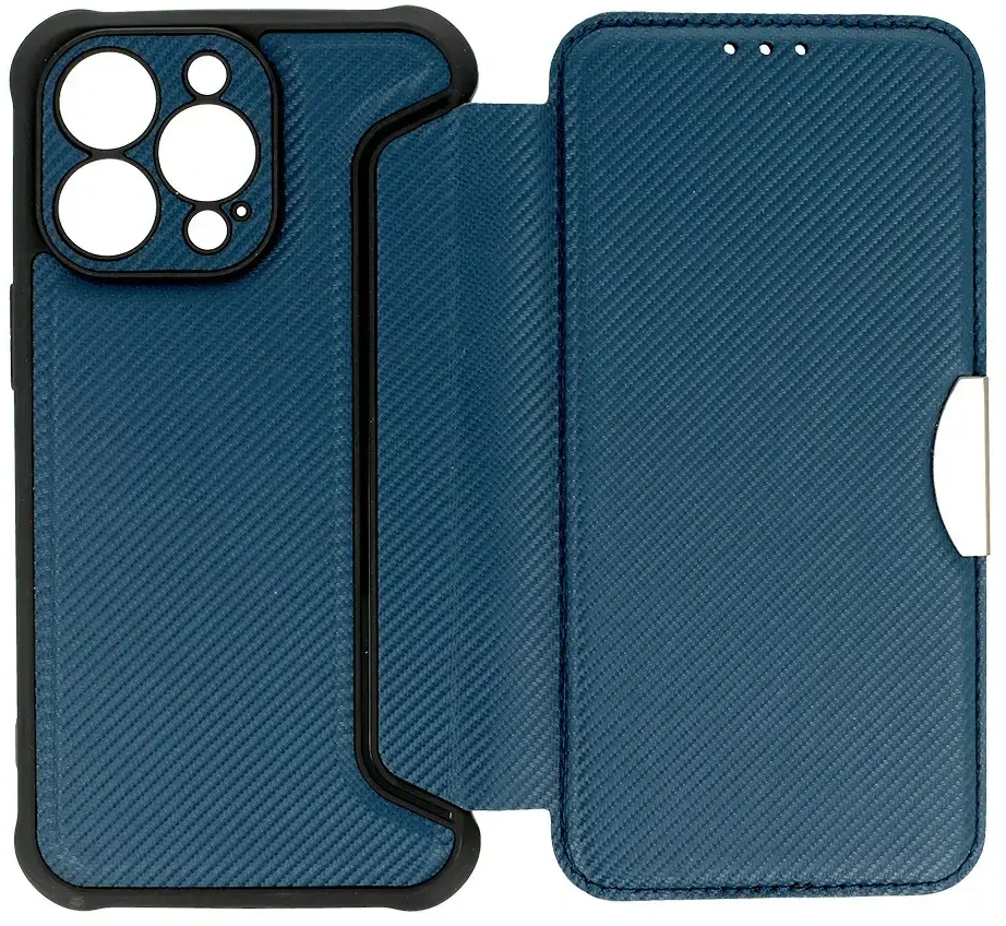 Toptel Topt Razor Carbon Book dėklas skirtas Apple iPhone 14 Pro Max mėlynos spalvos