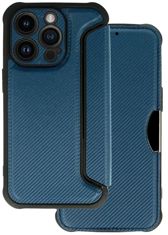 Toptel Topt Razor Carbon Book dėklas skirtas Apple iPhone 14 Pro Max mėlynos spalvos