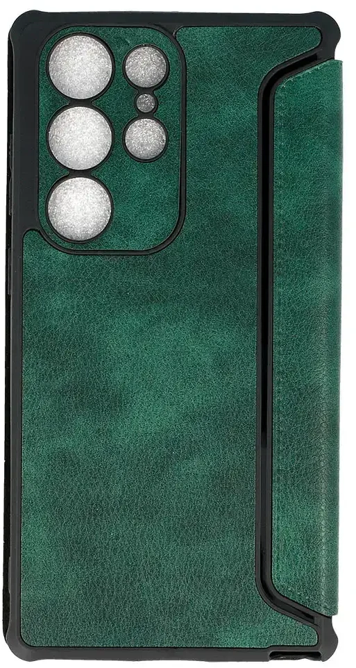Fusion Accessories Topt Razor Leather Book dėklas skirtas Samsung Galaxy S23 Plus dark žalios spalvos